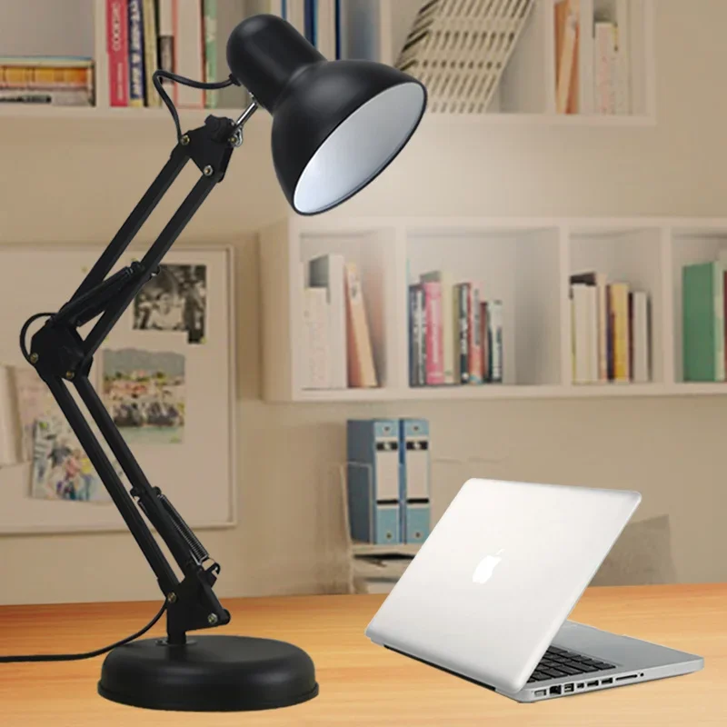 

Modern Long Arm Led Lamp Desk Iron Ac85-220v E27 Base Folding Clamp Table Light Read Study Lighting 5w Bulb Included