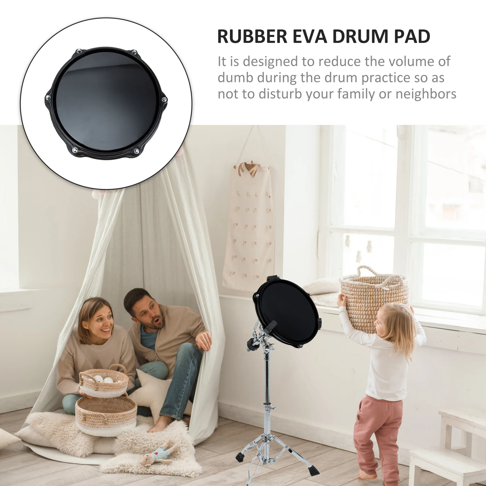 

Practice Drum Pad with Eva and Rubber Build High Durability for Long Term Use Noise Reducing Drum Practice Mat for Home Or