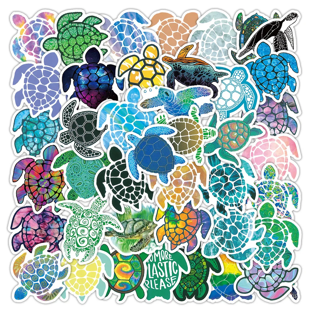 50/100Pcs INS Novelty Cartoon Sea Turtle Stickers PVC Waterproof Stickers Decals For Kids Boys Girls Toys Gifts