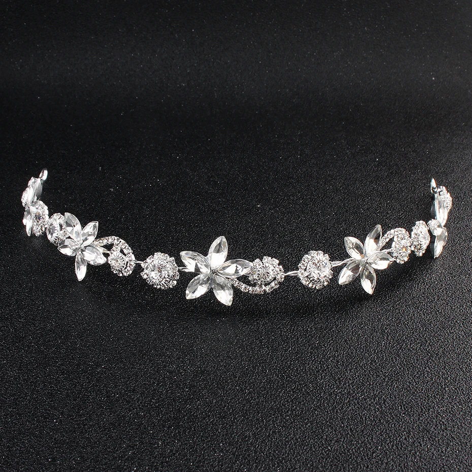 Bridal Wedding Hair Accessories Crystal Flower Pearl Headband for Women Hair Jewelry Party Bride Headpiece Bridesmaid Gift image 2