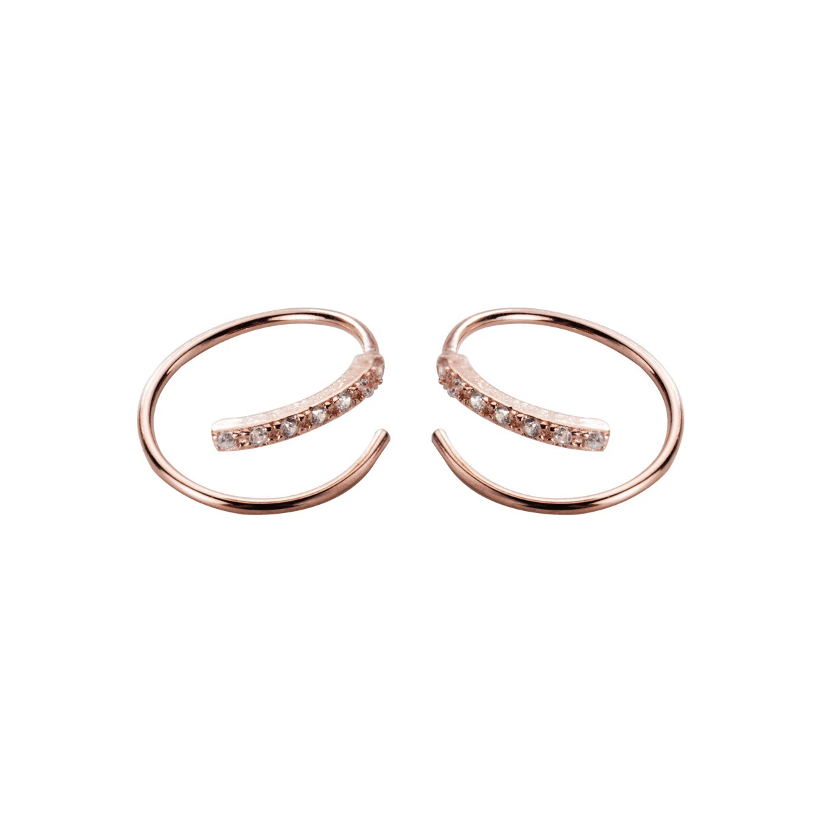 Modian Rose Gold Color Geometric Line Sterling Silver 925 Stud Earring for Women Shining Clear CZ Ear Pin Fine Jewelry Girl Gift