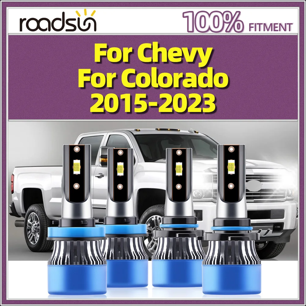 

4pcs Fit For Chevy Colorado (2015-2023) Lamps 9005/HB3 H11 Hi/Lo Beam Headlights 25000LM/pair 6500K White 50K+hrs Longevity