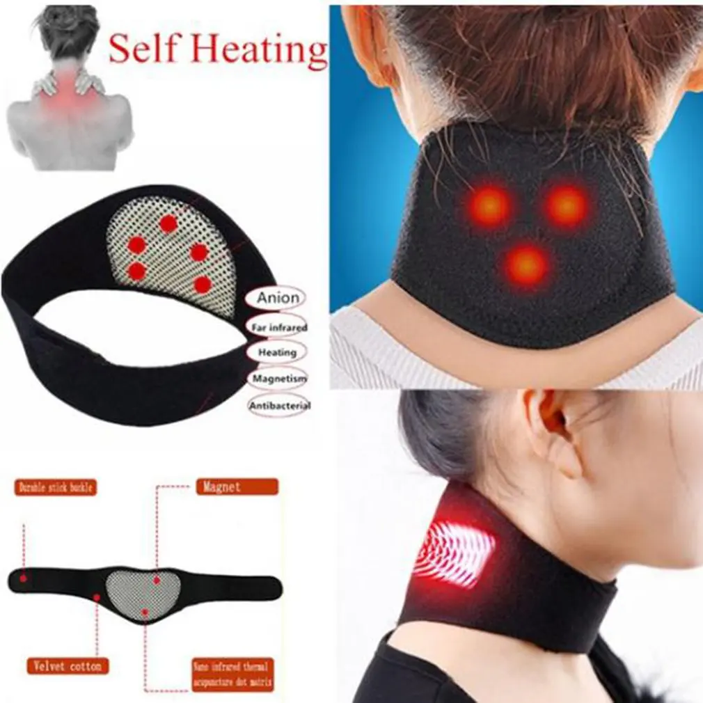 Cinturón de turmalina autocalentable para el cuello, masajeador corporal de soporte para el cuello, cuidado de la salud, 1 piezas