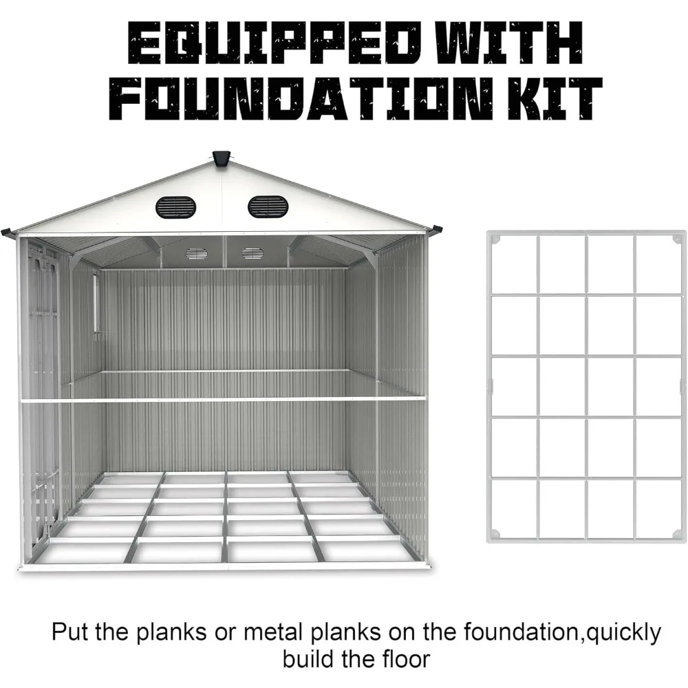 منازل جاهزة 8 × 12 قدم سقيفة تخزين خارجية سقيفة حديقة أداة تخزين الدراجة مع إطار معدني وباب قابل للقفل للفناء Ss #6