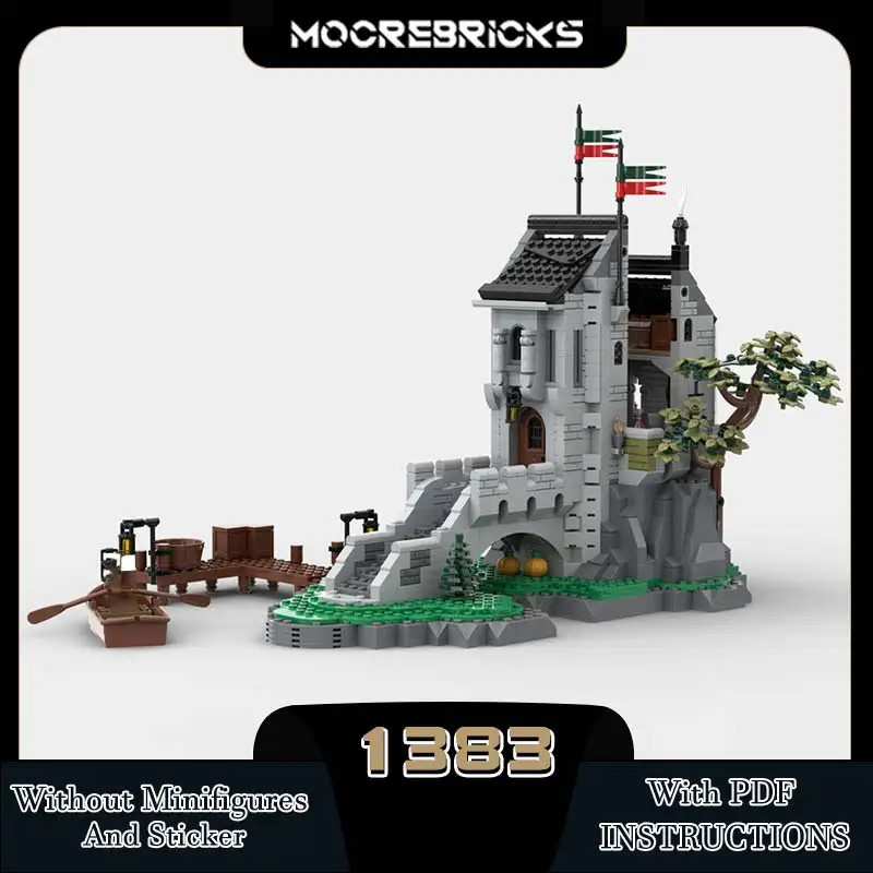 Torre de relógio antiga medieval, modelo de arquitetura de batalha avançada, blocos de construção moc, nova tecnologia, brinquedos de construção, tijolos para crianças