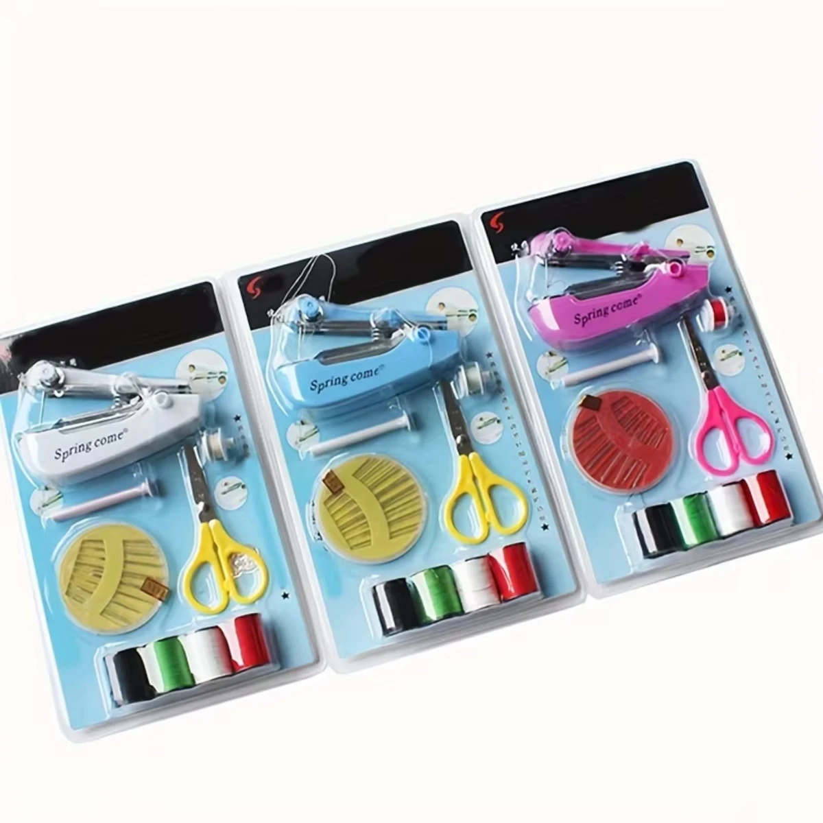 

Mini creative compact sewing machine with scissors needle and thread,Portable manual sewing machine set for household mini