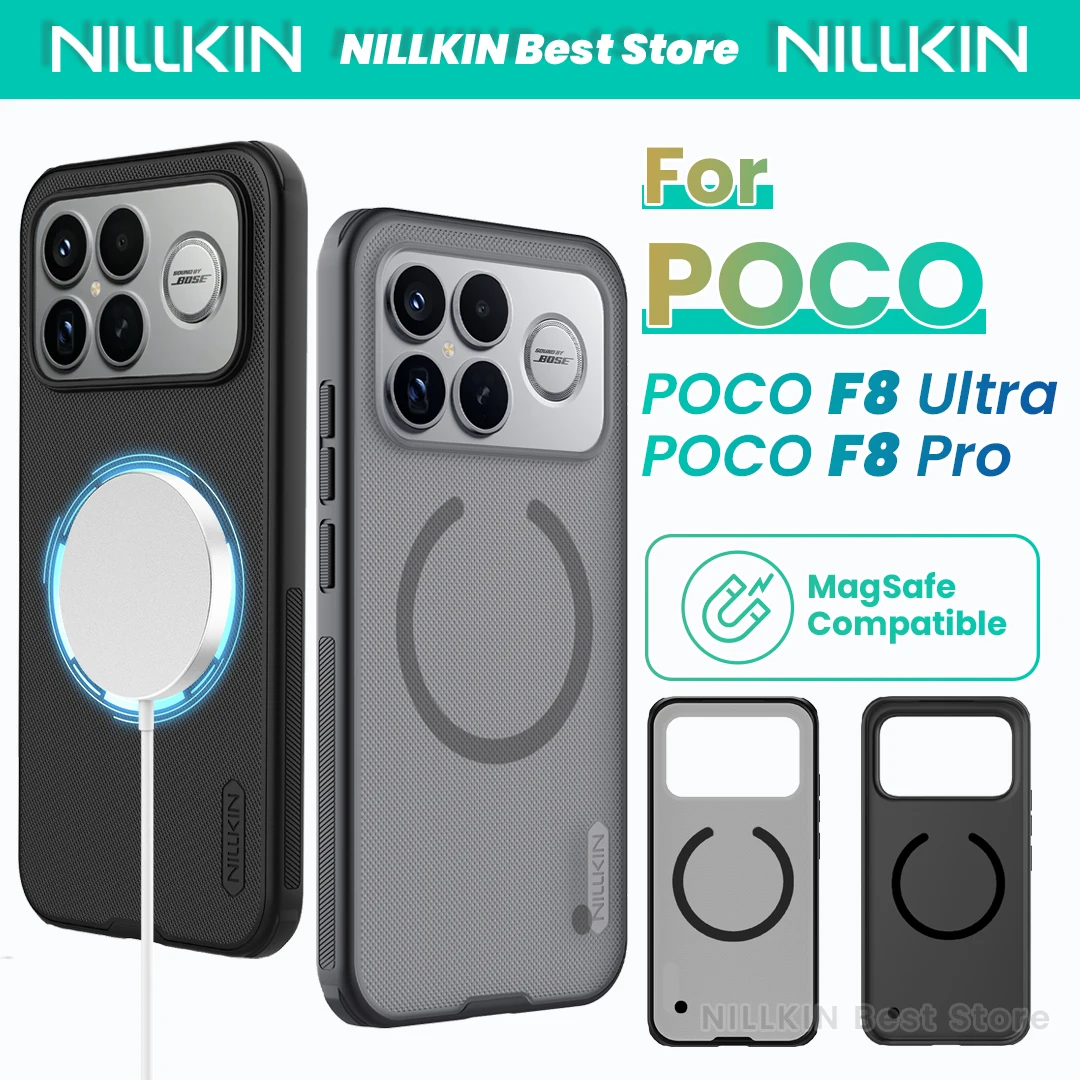 

Чехол Nillkin для POCO F8 Ultra/F8 Pro MI Magsafe, чехол из ТПУ + ПК, четырехугольная подушка безопасности, противоударный, супер матовый защитный чехол Pro, магнитный чехол