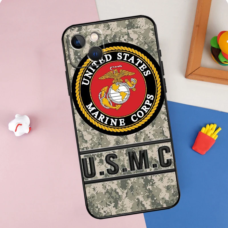 USMC Marine Corps Art Phone Case For iPhone 11 12 13 14 15 16 Pro Max 12 13 Mini X XR XS MAX Plus Cover