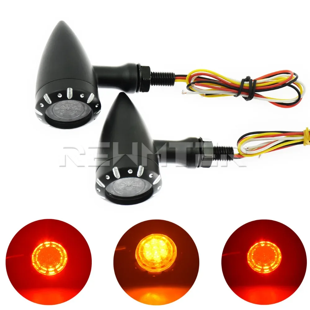 Motorcycle Black Chrome 10mm Indicator Turn Signal Light LED Flashing Brake Lamp For Harley Chopper Cruiser Custom For Honda