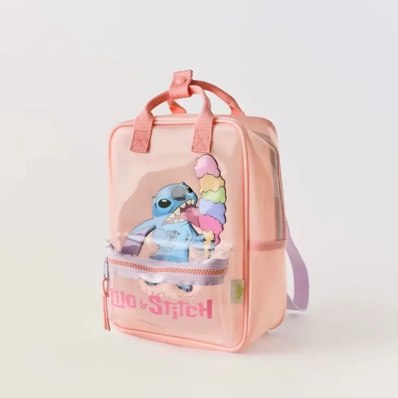 Disney Exquisite Girls Backpack Transparent Stitch Mickey Print Travel Storage Fashion Cartoon Cute Girl Gift Backpack