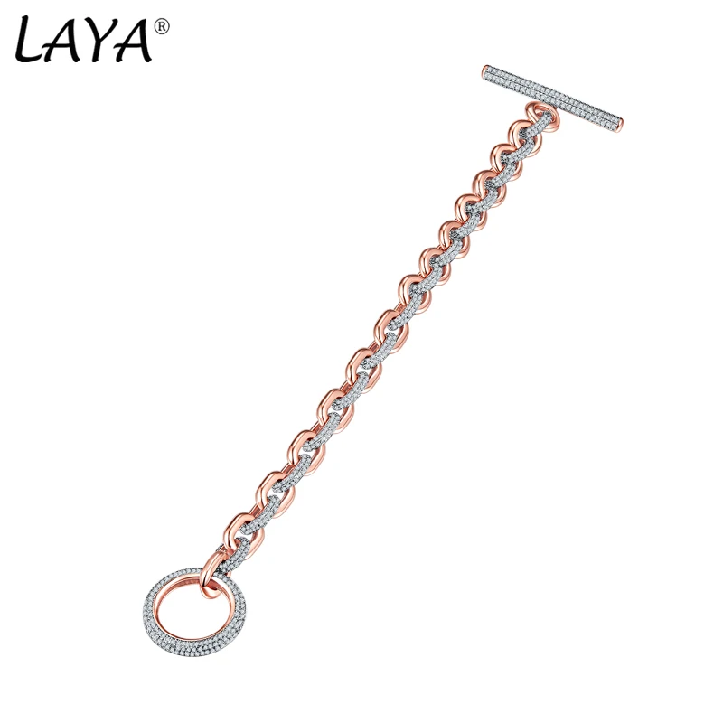 

LAYA Fashion Style AAAAA Zircon 925 Sterling Silver Ice Out Of Cuba Chain Bracelet High Quality Jewelry Gift For Women's Wedding