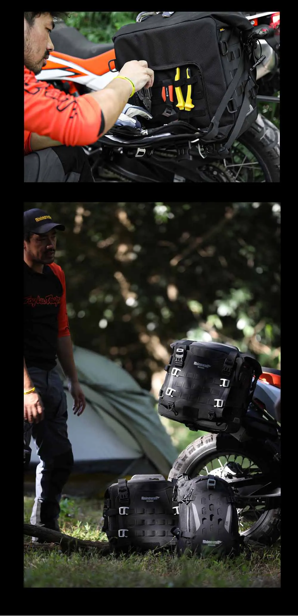 Rhinowalk 35L Wasserdichte Motorrad-Satteltasche mit Schnellverschluss und MOLLE-System-Schlossloch für Abenteuerreisen – Detail 5