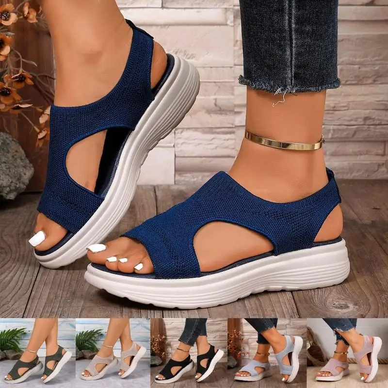 2026 Neue Mesh-Keilsandalen für Damen – Luxuriöse Strass-Sandalen mit offener Zehenpartie für den Sommer, Outdoor, Strand und Freizeit – Römische Peep-Toe-Sandalen für Herren