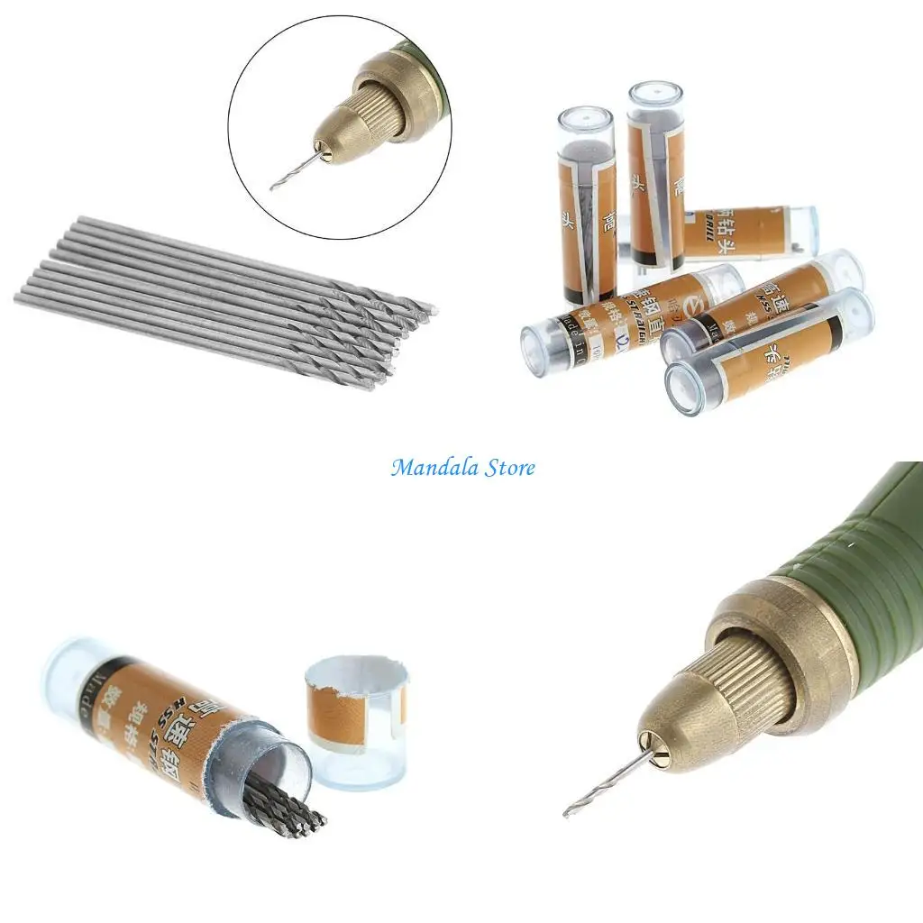 

U2JC 60 Pcs 0.5-1.0mm Micro HSS Steel Twist Drill Bit Set Tool Shank