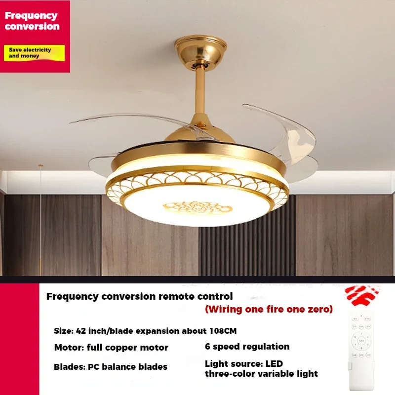 Imagem -04 - Controle Remoto Ventiladores de Teto Luz Acrílico Led Moderno Simples Abs Lâmina do Ventilador Sala de Estar Iluminação Lâmpada 110v 220v 42 em