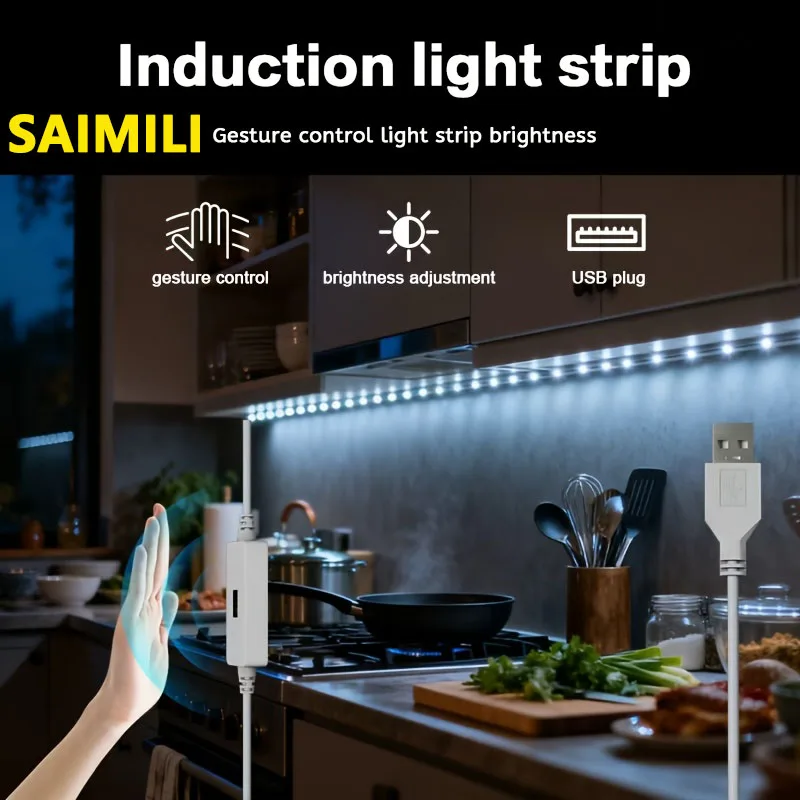 Smart LED Strip Lights USB LED Backlight Hand Scan Switch Sensor Tape Diode Lights for Room Christmas Party Kitchen Decorations