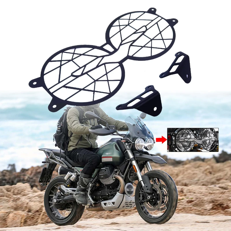 

NEW Motorcycle Folding Headlight Head Light Guard Protector Grill Double Protection Cover For Moto Guzzi V85TT V85 TT V 85 TT