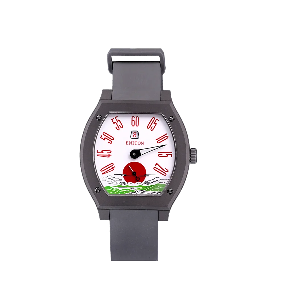 ENITON 40mm Sunrise Dial Titanium Jump Hour Mechanical Watch FKM Strap ST17T 5ATM Artistic Business Men Watch
