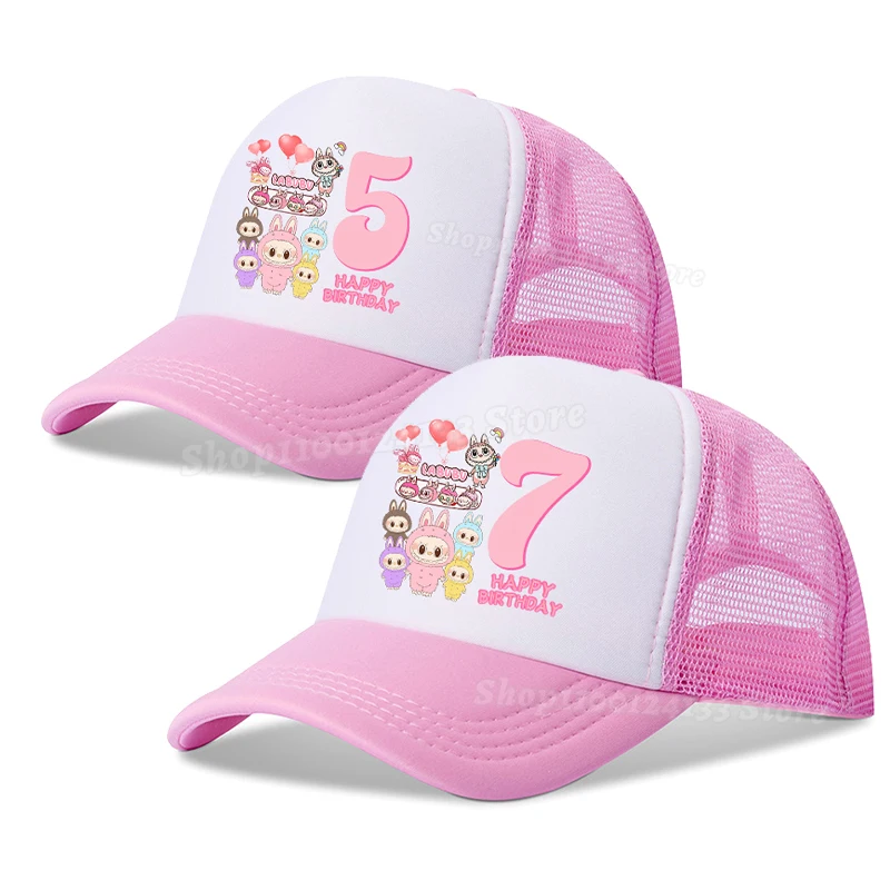 

Labubu Cute Baseball Cap Girl's Women Birthday Number 1-10 Years Kawaii Anime Hat Street Casual Sunshade Summer Kids Party Gift