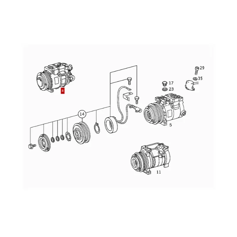 A0002309011 A0022305411 A0002305111 A0032306411 Me rc ed es Be nz F164 F251 ML350 500 GL450 R280 مبرد الضاغط #2