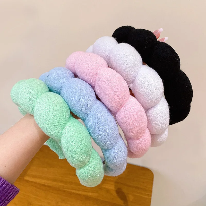 الرجعية منتفخ رباط شعر الإسفنج Headbands للنساء لون الحلوى واسعة حافة عقال فتاة الموضة غسل الوجه عقال الشعر الوصول