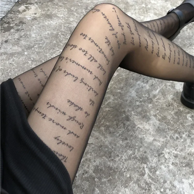 Medias con letras, accesorios para fiesta en club nocturno JK, medias de rejilla sexis con diamantes, pantimedias para mujer, medias estampadas de diseñador