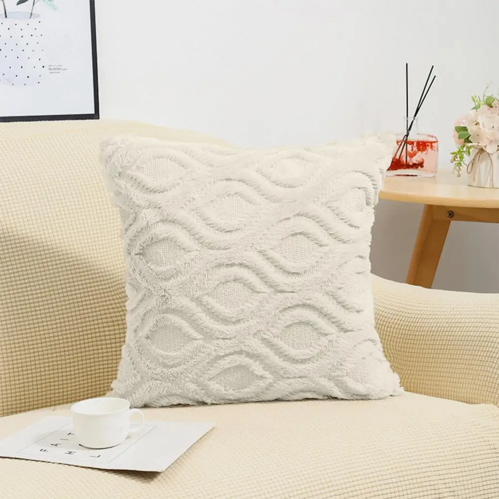 Pillow Case Zipper Soft Texture Plush Nordic Style Sofa Pillowcase Sofa Pillowcase Solid Home Bedroom Decoration Pillow Cover