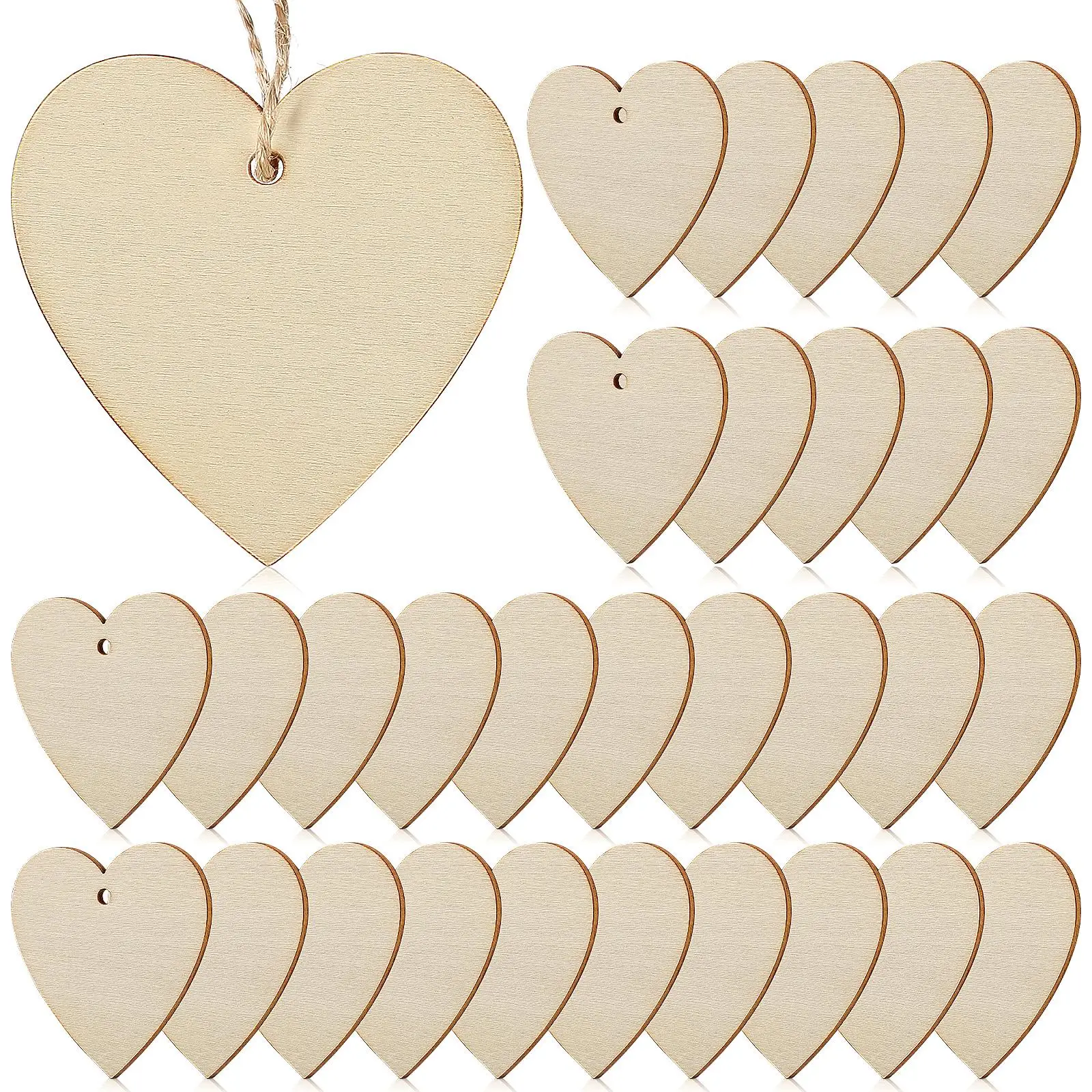 

50pcs Wooden Heart Crafts Unfinished Paintable naments for Hand Painting Home Decor Wedding Pendants Rustic Style