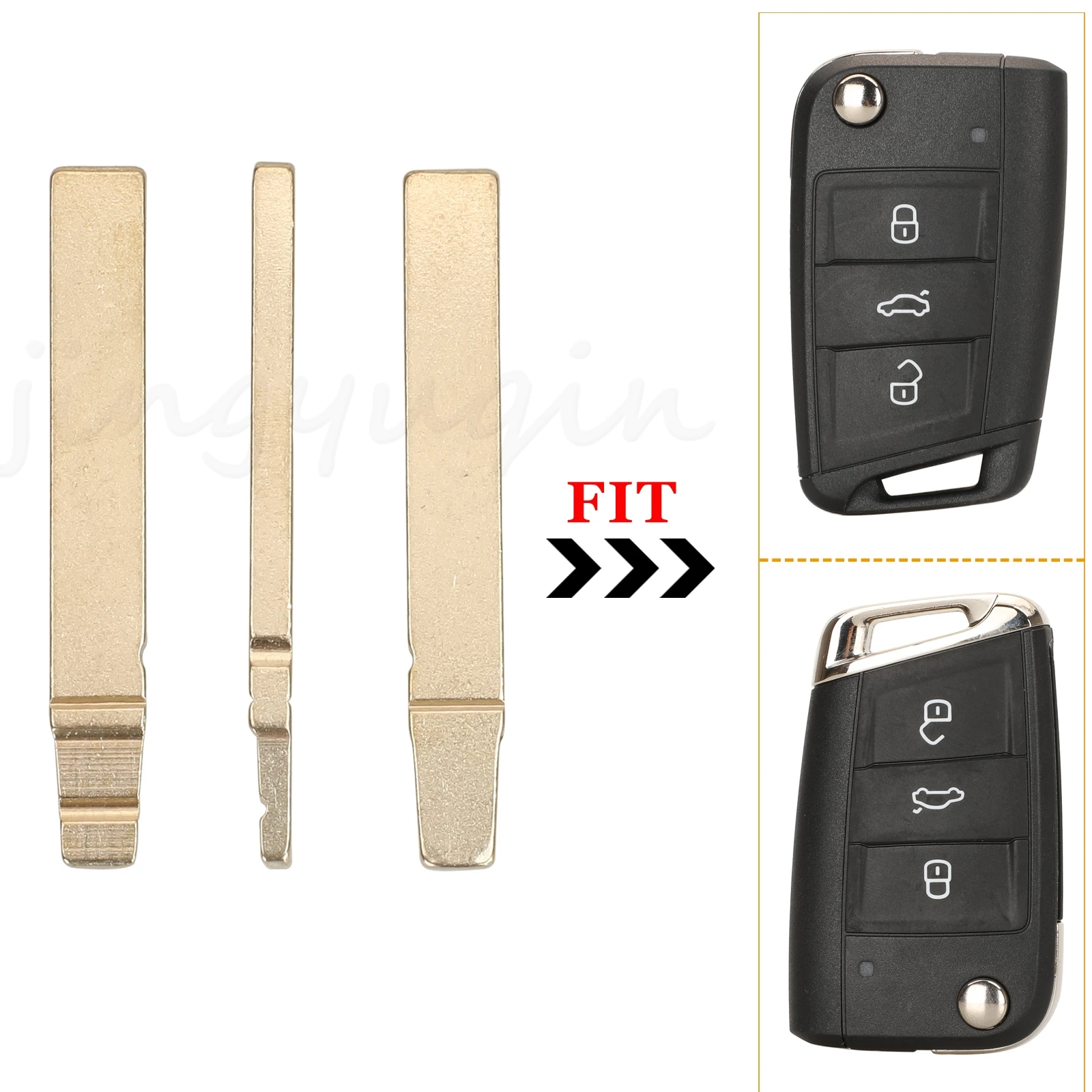 jingyuqin 10pcs  For VW Volkswagen POLO Remote Car Smart Key Keyless Emergency Insert Uncut Blade Blank