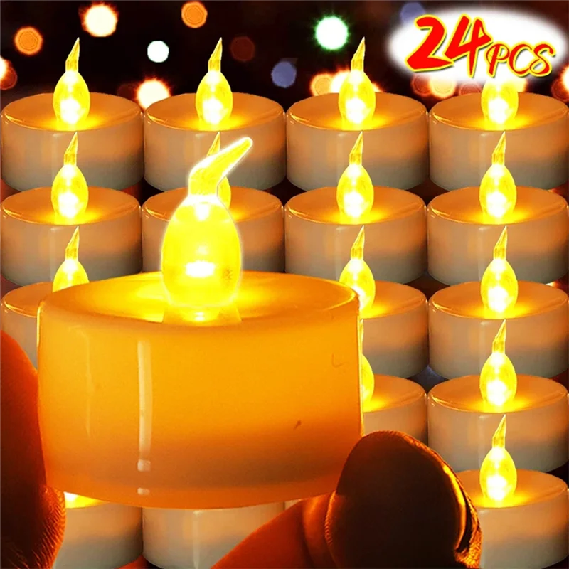 

【Hot-Selling!】Battery Powered LED Mini Flameless Electronic Candle Lights Warm Light Wishing Atmosphere Decoration Prop Lights