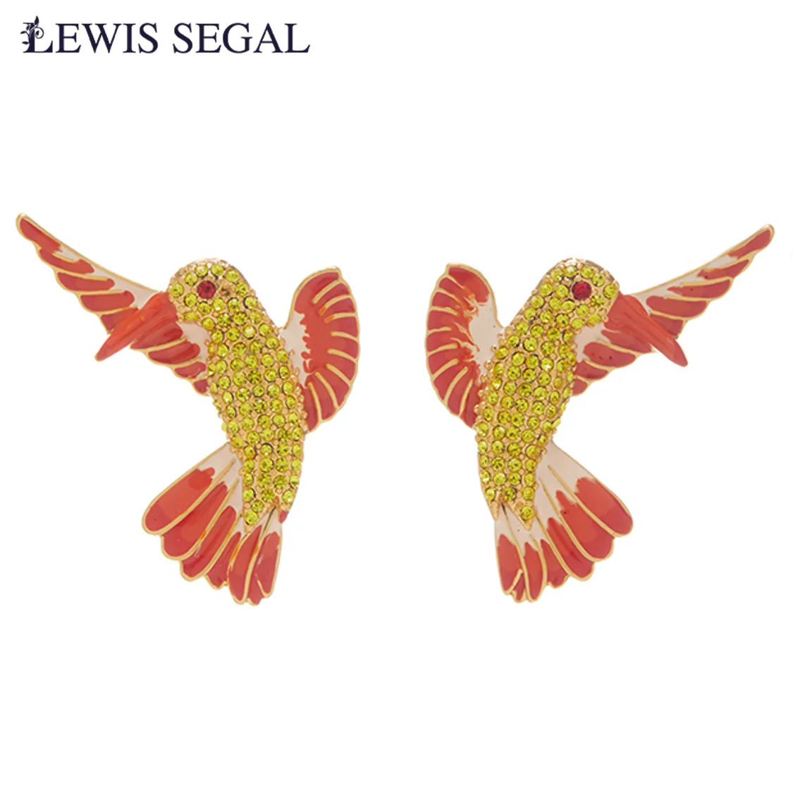 

LEWIS SEGAL Red Kingfisher Stud Earrings for Women Medieval Style Jewelry Women Independent Girl 18K Gold Plated