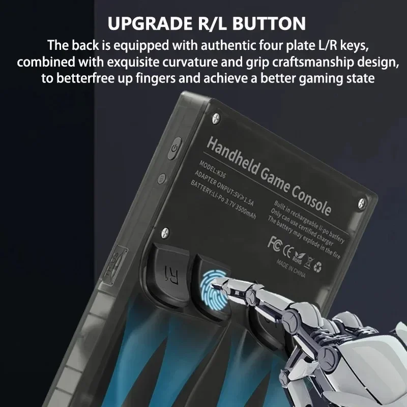 K36 Retro Handheld Video Game Console 3.5Inch IPS Screen Portable Pocket Video Player 64GB Games 30+ Emulators Open System