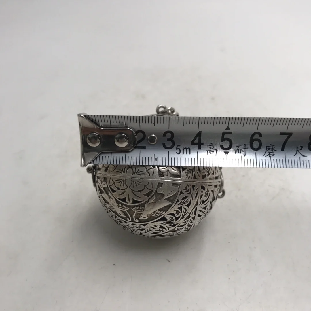 China Workmanship Cupronickel Hollow Out Auspicious“ Flower And Bird”Censer Sphere Sculpture Metal Crafts Decoration #4