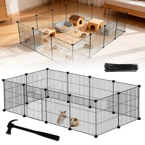 Multifunktionaler Indoor-Haustier-Laufstall mit rostfreiem Metallrahmen, freistehendes Design ohne Bohren, Trennzaun für Welpen und Katzen für Schlafzimmer, Balkon und Haushalt