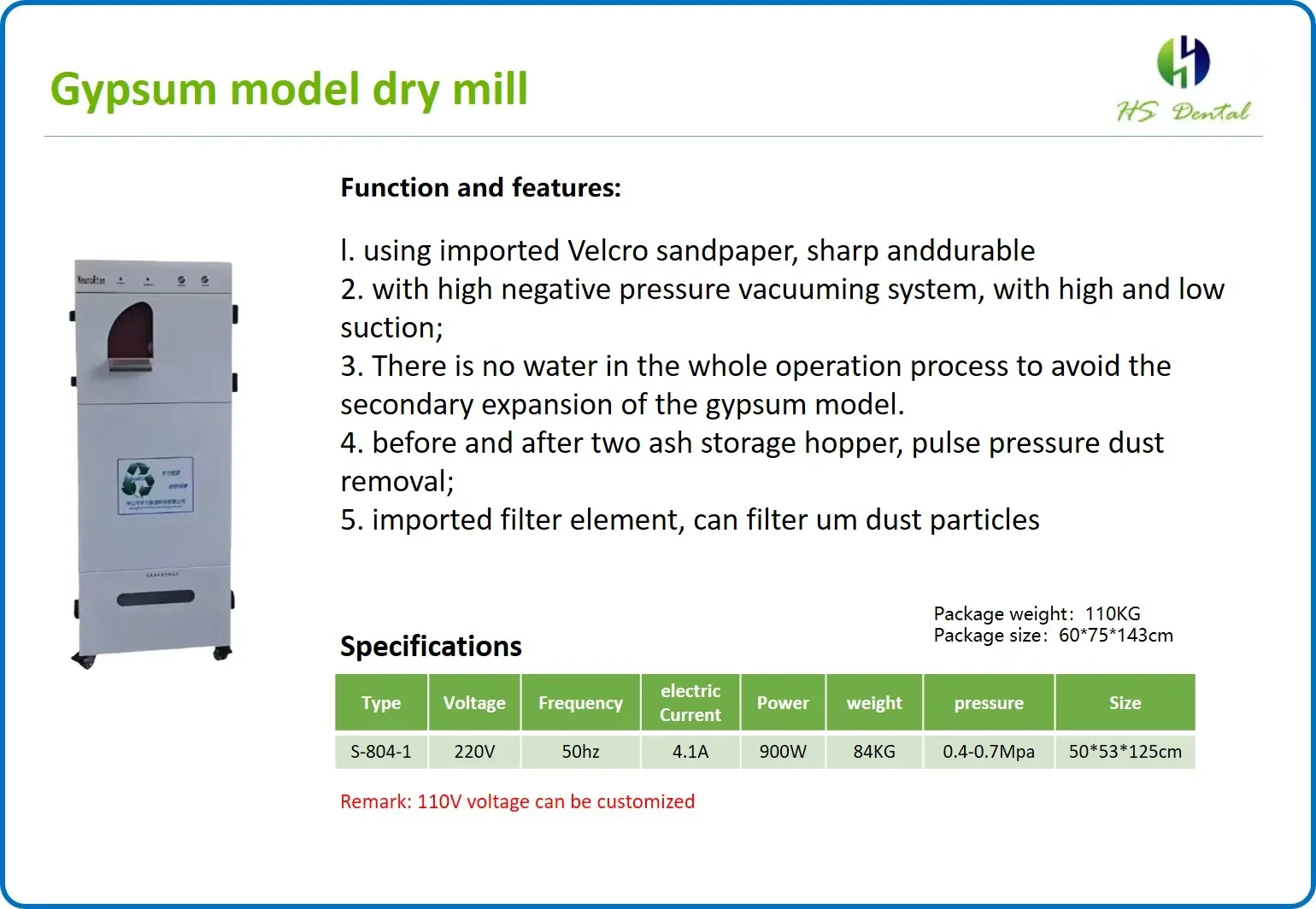 ラボ石膏仕上げ機 石膏模型乾式ミル S-804 マシン