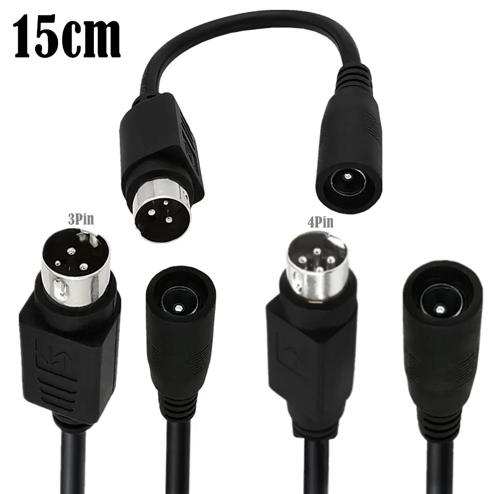 Cable adaptador de corriente para impresora, enchufe de boca redonda de 3 pines y 4 pines, dc5.5 x 2,5/5,5x2,1 hembra a 3 pines, 15cm
