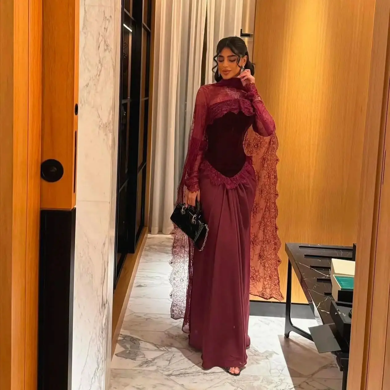 

Винтажное бордовое вечернее платье русалки, милое шифоновое арабское платье для выпускного вечера на день рождения, вечернее платье на заказ, Vestido de Gala