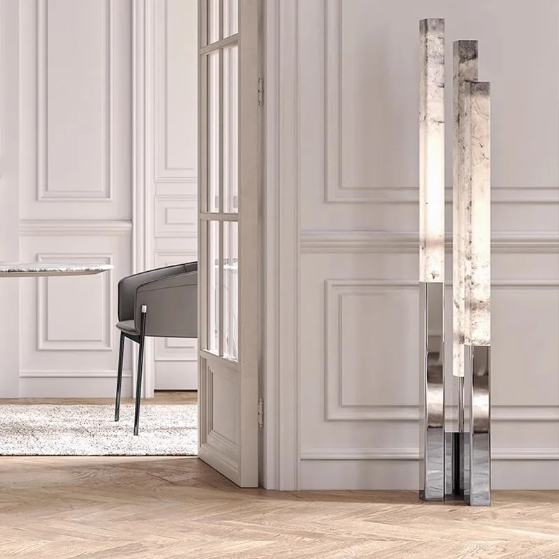 

New stainless steel Spanish marble floor lamp is now loaned simple designer model room sales office living room lamps
