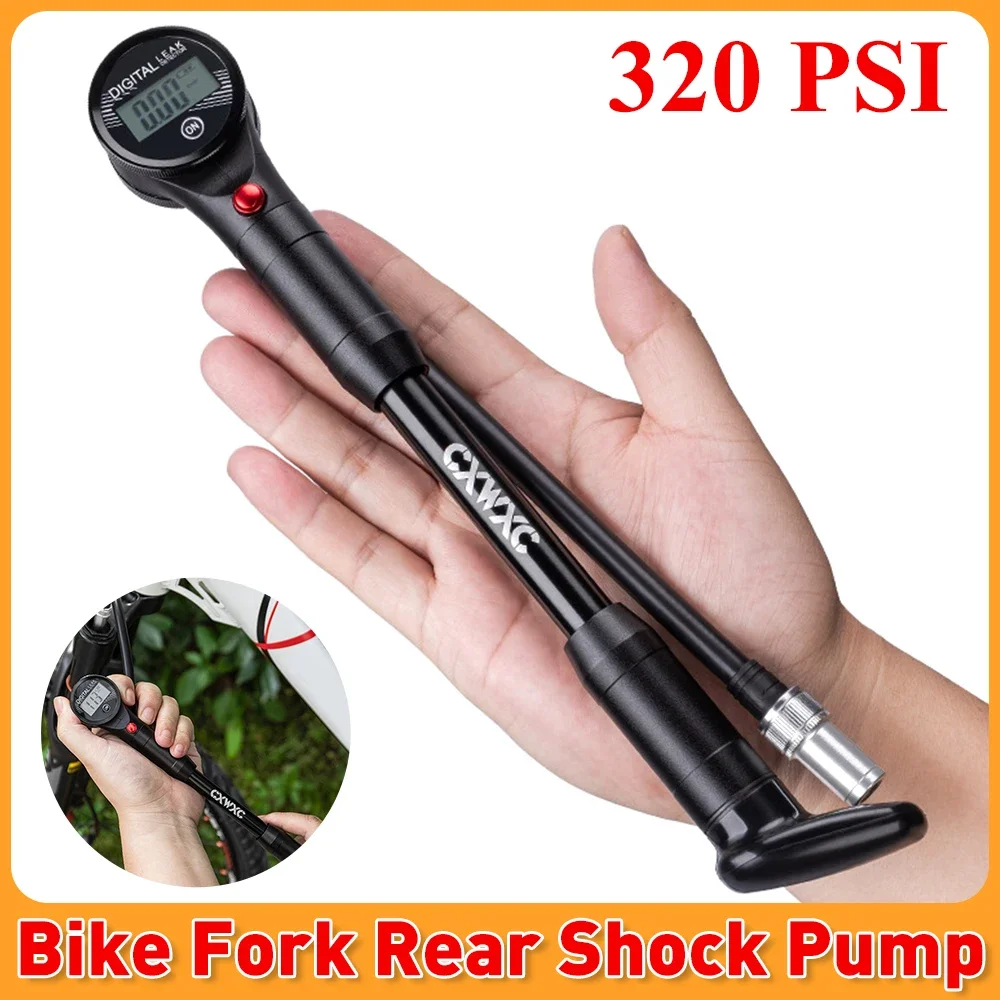 Portable 320Psi Manual Bike Air Pump Bike Fork Rear Shock Pump Electric Bicycle Schrader Valve Tire Pump Bicycle Accessories