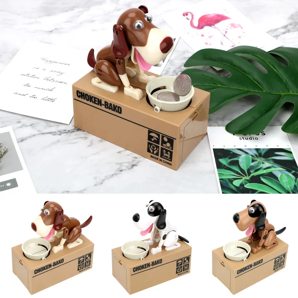 Tirelire électronique, tirelire automatisée, chien robot de dessin animé, banque de pièces de monnaie, décoration créative pour la maison, boîte d'économie d'argent, cadeau pour enfants