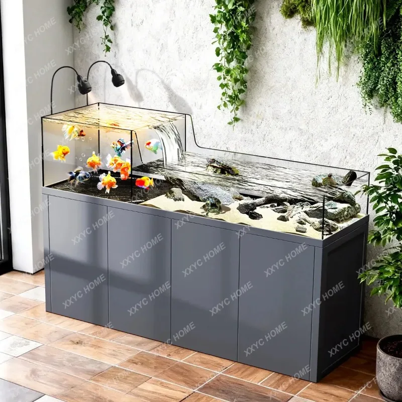 XXIntegrated mixed-culture ecological tank fish tank living room large bottom filter without pipe fittings waterfall flow tank