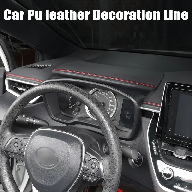 Car Interior Decoration Stickers PU Leather Line Braid Strip Moulding Trim Auto Door Dashboard Self-adhesive DIY Decorative Line