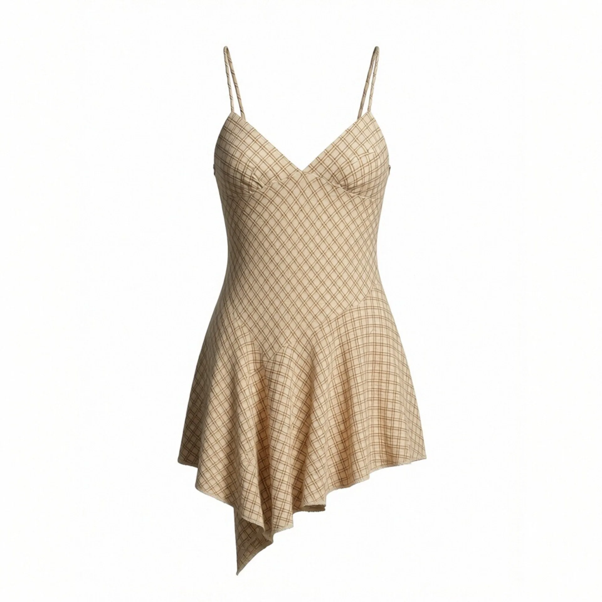 

Withered 2026 Spring New European And American Style Fashion Checkered Lace Short Dress