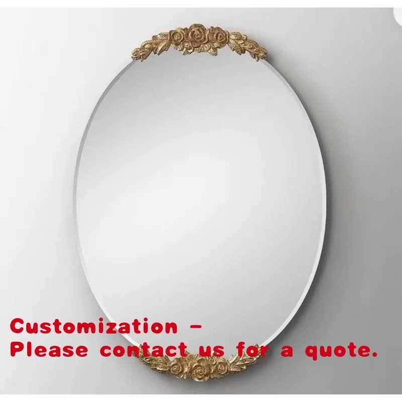 

Customize.90X70CM French-style Dressing Mirror Oval Makeup Mirror European-style Carved Entrance Decoration Light Luxury Popular