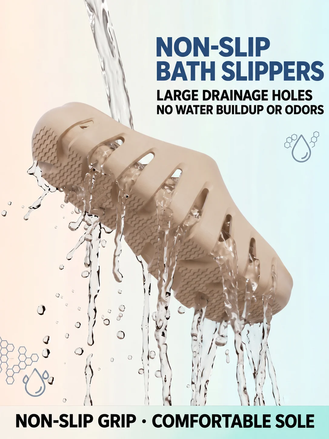 EVA Non-Slip Quick-Dry Bathroom Slippers with Side Drainage Holes, Soft Shower Shoes for Indoor Home Use, Women's Slippers