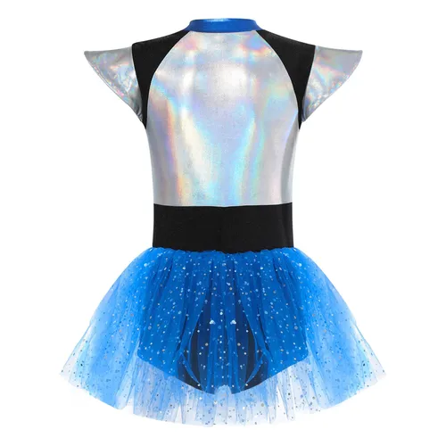 Imagen 2 del producto Vestido de Ballet con tutú para niñas, vestido de tul de malla brillante de bailarina, leotardo de gimnasia, Ropa de baile, disfraz de Alien para Halloween