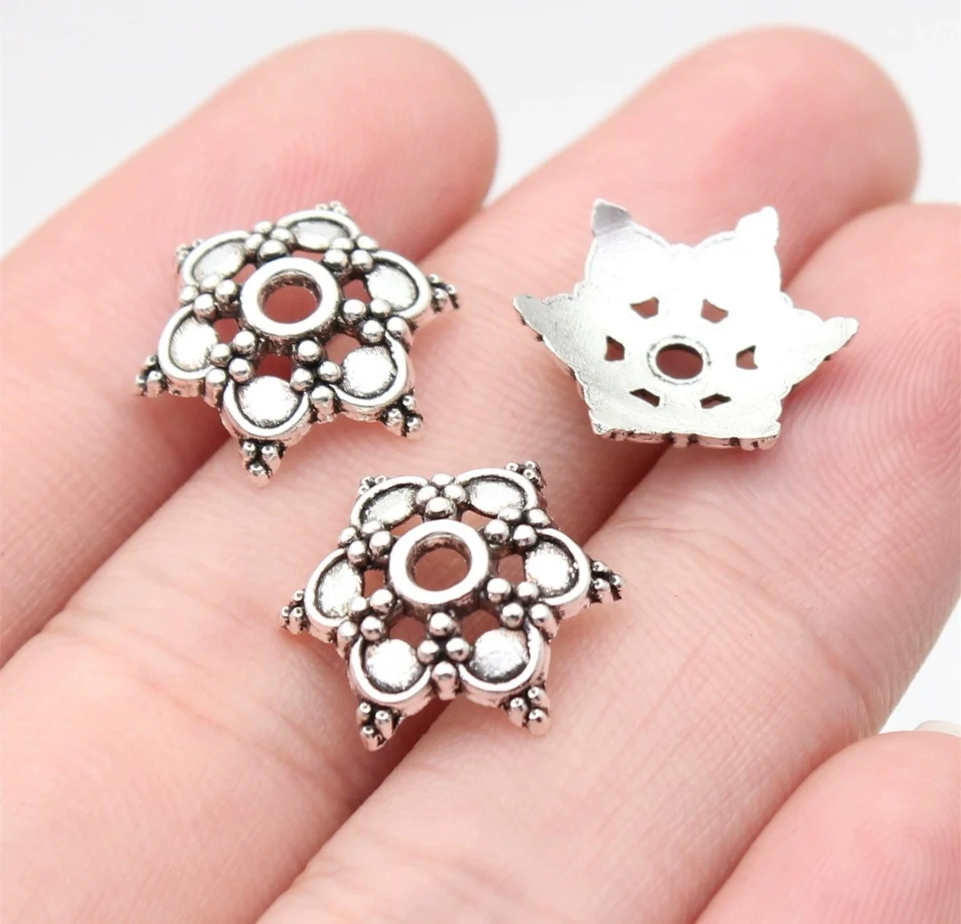 

50pcs 13x13x4.2mm Zinc alloy metal tibetan silver plated bead caps T1144 for jewelry making