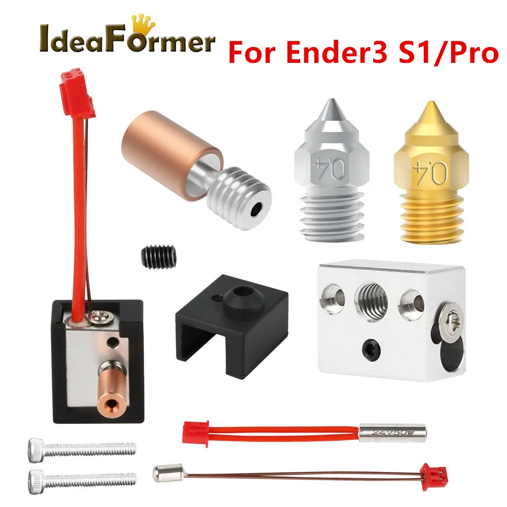 สำหรับ Ender-3 S1 Pro CR10 3D เครื่องพิมพ์อุปกรณ์เสริม Thermistor NTC100ความร้อนหลอด40W Bimetal Heatbreak 300 ℃ สำหรับ ender3 S1