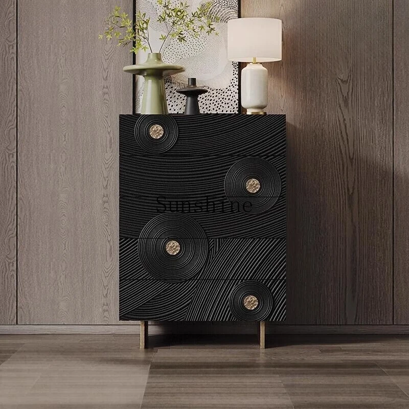 

Italian light luxury solid wood bucket cabinet, living room integrated storage cabinet against the wall