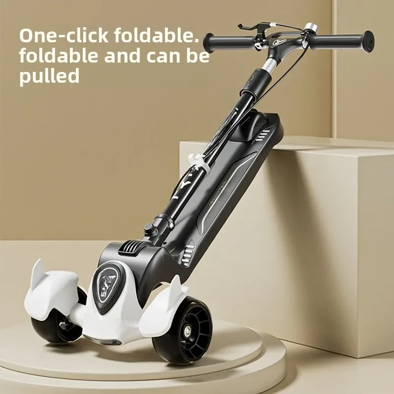 Youth one-legged scooter, three-wheel handbrake foldable scooter, scooter